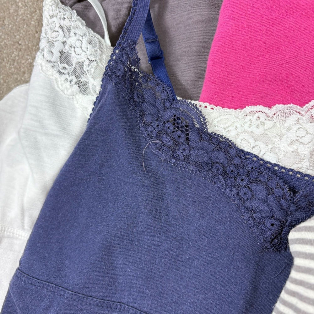 Elle Women Camisole Lot of 7 Lace Trim Adjustable Strap Shelf Bra Tanks Small - Picture 2 of 5